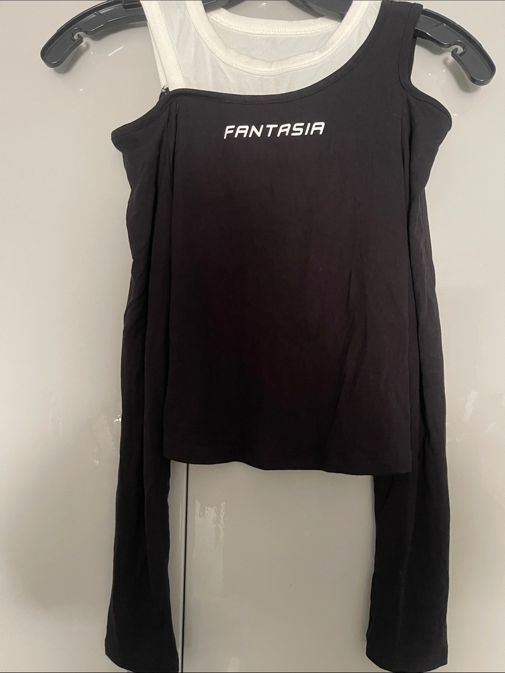 Fantasia Black Asymmetric Cutout Tank Top